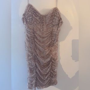 Hello Molly Rose gold/gold sparkle mini dress sz M!